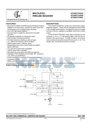 IDT29FCT520AEB datasheet - MULTILEVEL PIPELINE REGISTER