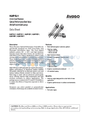 HLMP-RD11-J0000 datasheet - 4 mm Oval Precision Optical Performance Best Value AlInGaP and InGaN Lamps