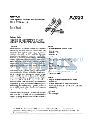 HLMP-RD11-LP000 datasheet - 4 mm Super Oval Precision Optical Performance AlInGaP and InGaN LEDs