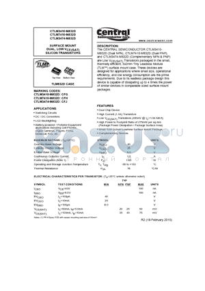 CTLM3474-M832D datasheet - SURFACE MOUNT DUAL, LOW VCE(SAT) SILICON TRANSISTORS