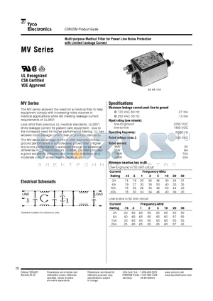 6MV1 datasheet - Multi-purpose Medical Filter for Power Line Noise Protection with Limited Leakage Current