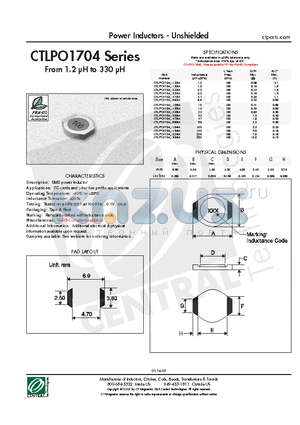 CTLPO1704-223M datasheet - Power Inductors - Unshielded