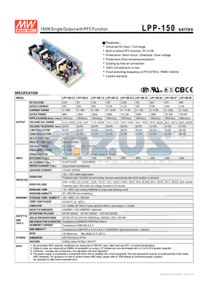 LPP-150-24 datasheet - 150W Single Output with PFC Function