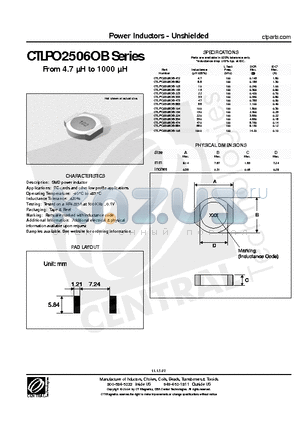CTLPO2506OB-474 datasheet - Power Inductors - Unshielded