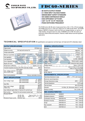 FDC60-48S15 datasheet - 60 WATTS OUTPUT POWER