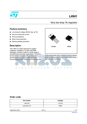 L4941_06 datasheet - Very low drop 1A regulator