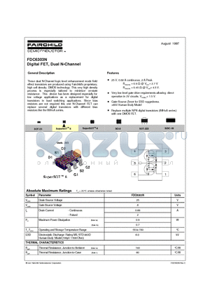 FDC6303 datasheet - Digital FET, Dual N-Channel