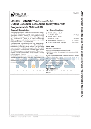 L4946SQ datasheet - Output Capacitor-Less Audio Subsystem with Programmable National 3D