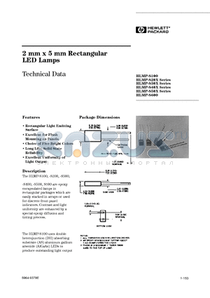 HLMP-S200-D0BDG datasheet - 2 mm x 5 mm Rectangular LED Lamps