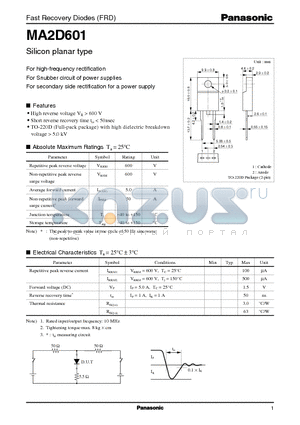 MA2D601 datasheet - Fast Recovery Diodes