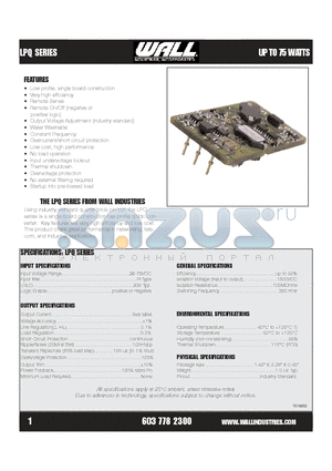 LPQ48S1.8-27 datasheet - UP TO 75 WATTS Low profile, single board construction