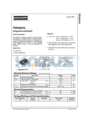 FDC6331L datasheet - Integrated Load Switch