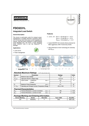 FDC6331L datasheet - Integrated Load Switch