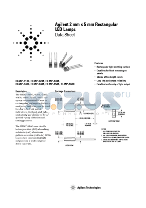 HLMP-S201 datasheet - 2 mm x 5 mm Rectangular LED Lamps