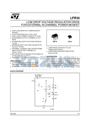 LPR30D-TR datasheet - LOW DROP VOLTAGE REGULATOR DRIVE FOR EXTERNAL N-CHANNEL POWER MOSFET