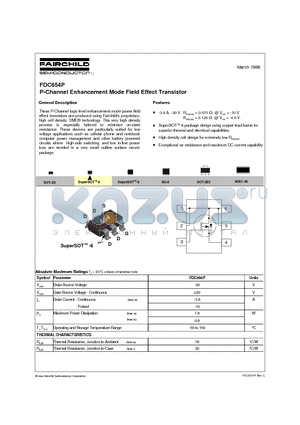FDC654P datasheet - P-Channel Enhancement Mode Field Effect Transistor