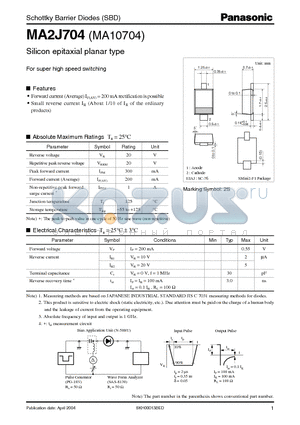 MA2J704 datasheet - Schottky Barrier Diodes (SBD)
