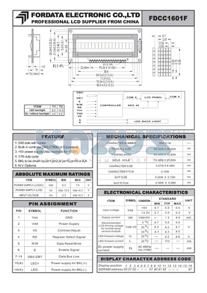 FDCC1601F datasheet - LCD SUPPLIER FROM CHINA