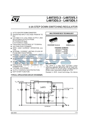 L4973D5 datasheet - 3.5A STEP DOWN SWITCHING REGULATOR