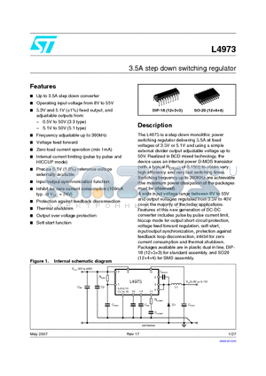 L4973 datasheet - 3.5A step down switching regulator