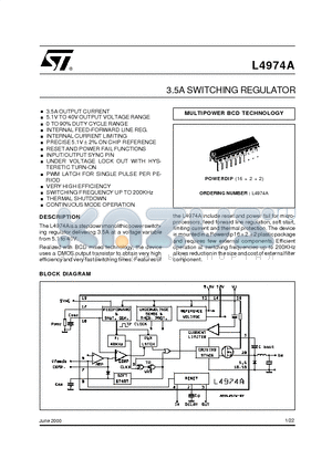 L4974 datasheet - 3.5A SWITCHING REGULATOR