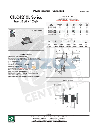 CTLQ1210L-1R0M datasheet - Power Inductors - Unshielded