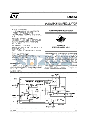 L4975 datasheet - 5A SWITCHING REGULATOR