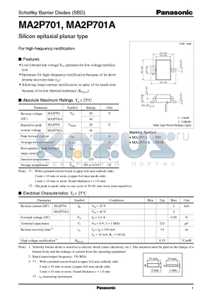 MA2P701 datasheet - Schottky Barrier Diodes (SBD)