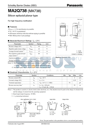 MA2Q738 datasheet - Schottky Barrier Diodes (SBD)