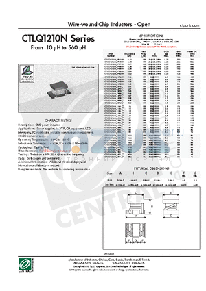 CTLQ1210N-101K datasheet - Wire-wound Chip Inductors - Open
