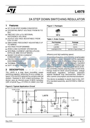 L4978_05 datasheet - 2A STEP DOWN SWITCHING REGULATOR