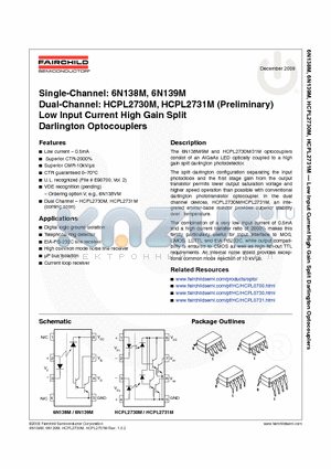 6N138VM datasheet - Low Input Current High Gain Split Darlington Optocouplers