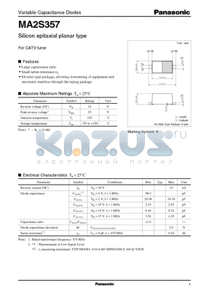 MA2S357 datasheet - Silicon epitaxial planar type