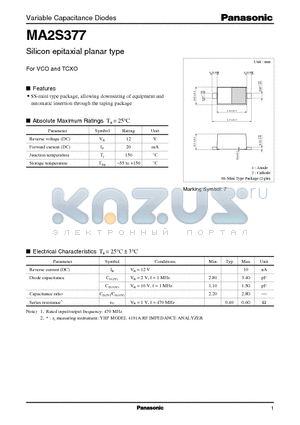 MA2S377 datasheet - Silicon epitaxial planar type