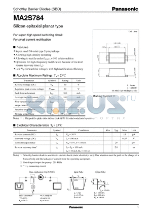MA2S784 datasheet - Silicon epitaxial planar type