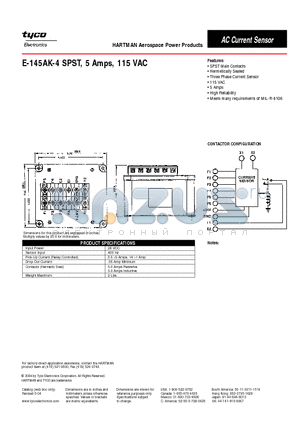 E-145AK-4 datasheet - E-145AK-4 SPST, 5 Amps, 115 VAC