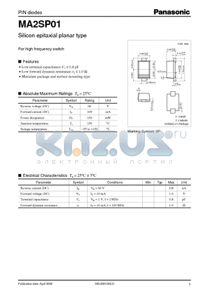 MA2SP01 datasheet - Silicon epitaxial planar type