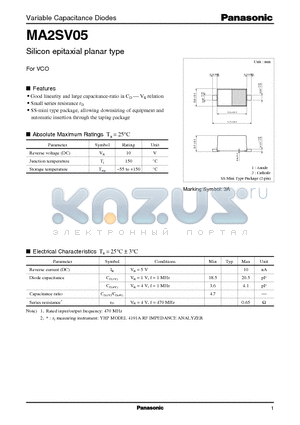 MA2SV05 datasheet - Silicon epitaxial planar type