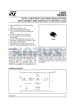 L4987CPT30 datasheet - VERY LOW DROP VOLTAGE REGULATORS WITH INHIBIT AND DROPOUT CONTROL FLAG
