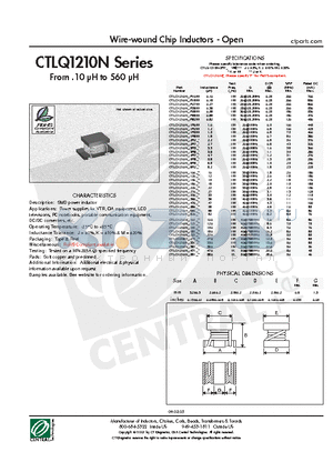 CTLQ1210N-331K datasheet - Wire-wound Chip Inductors - Open