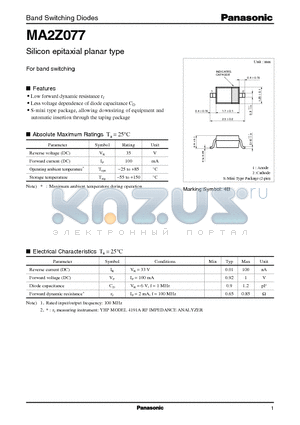 MA2Z077 datasheet - Silicon epitaxial planar type