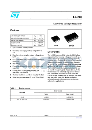 L4993DTR datasheet - Low drop voltage regulator