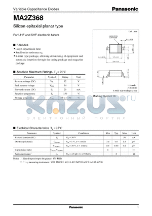 MA2Z368 datasheet - Silicon epitaxial planar type