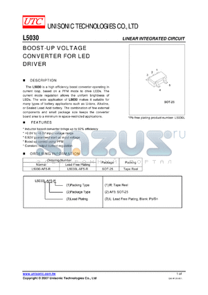 L5030 datasheet - BOOST-UP VOLTAGE CONVERTER FOR LED DRIVER