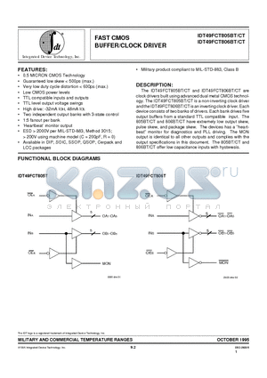 IDT49FCT806BTPY datasheet - FAST CMOS BUFFER/CLOCK DRIVER