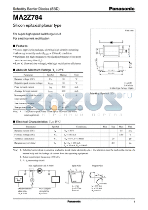 MA2Z784 datasheet - Silicon epitaxial planar type