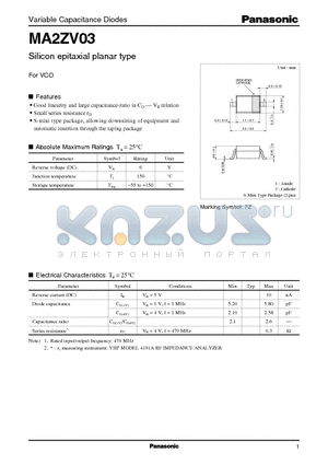 MA2ZV03 datasheet - Silicon epitaxial planar type