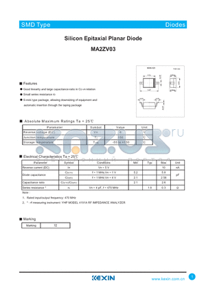 MA2ZV03 datasheet - Silicon Epitaxial Planar Diode