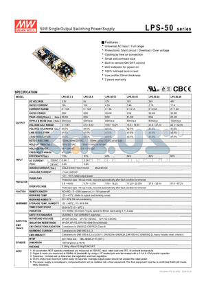 LPS-50-48 datasheet - 50W Single Output Switching Power Supply