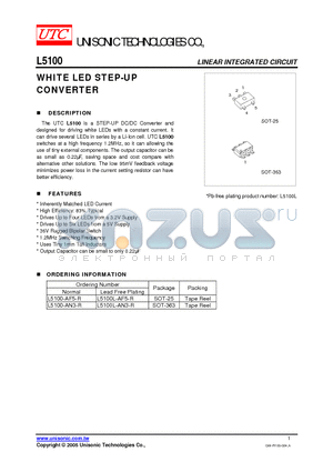 L5100-AF5-R datasheet - WHITE LED STEP-UP CONVERTER